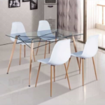 Glass Dining Table with 4 Chairs