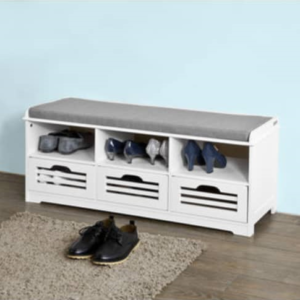 Sleek White Shoe Rack Cabinet